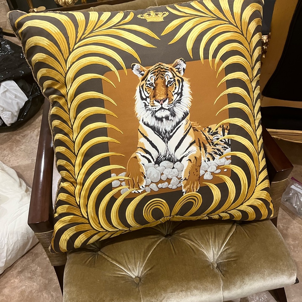 Hermes Vintage Silk Pillow
